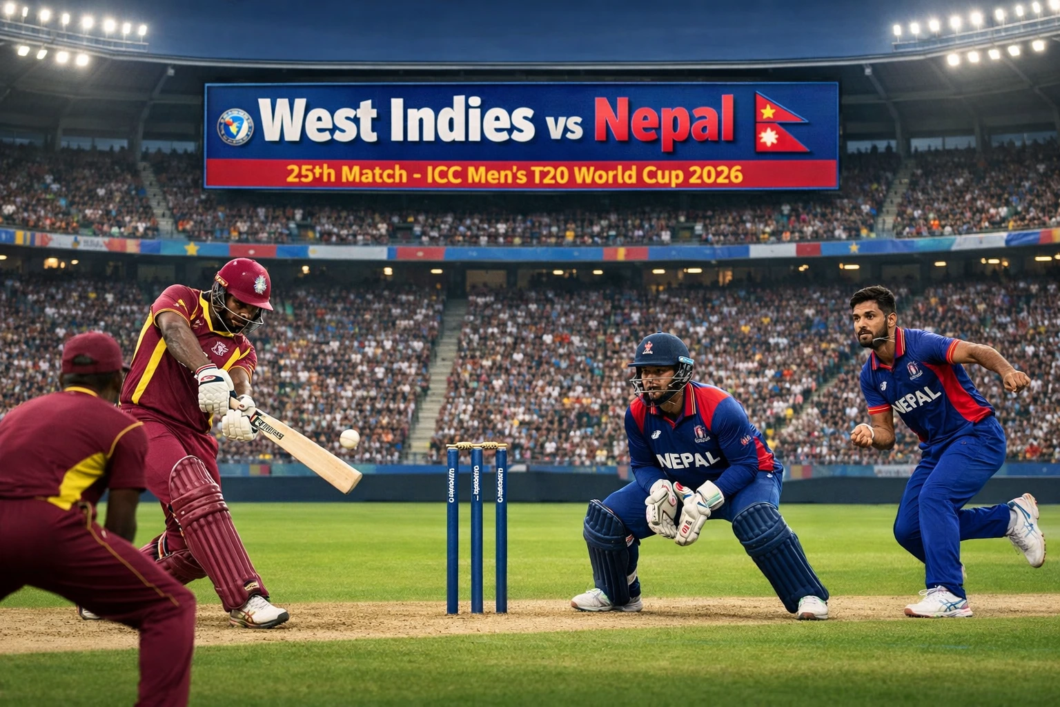 West Indies vs Nepal 25th Match